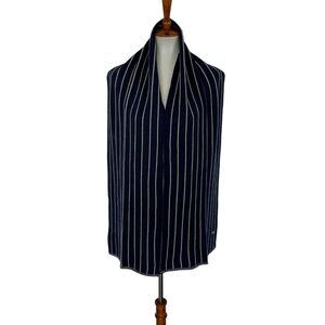 Hering‎ Fashion Navy White Striped Knit Shawl Scarf Wrap One Size